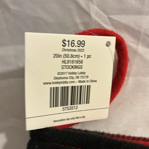 20” Red & Black Plaid Stocking NWT - Picture 2 of 5